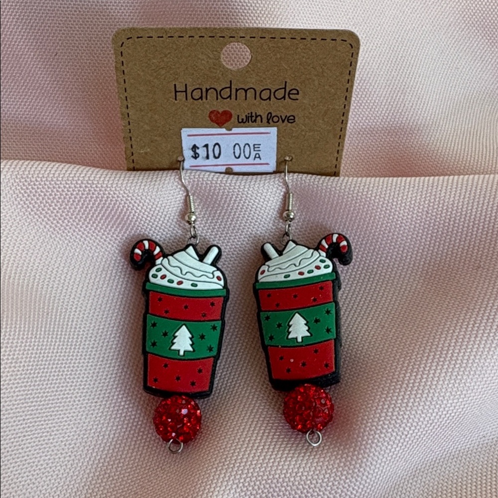 Handmade Festive Latte Christmas Cup Earrings - - Picture 13 of 13